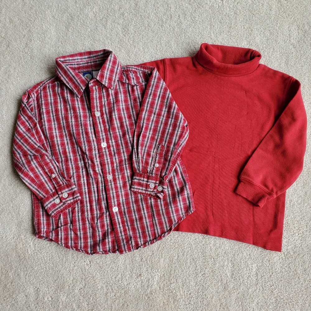 Vintage GYMBOREE Boys Plaid Button Up Shirt Turtleneck Small 3 Years 3T Toddler